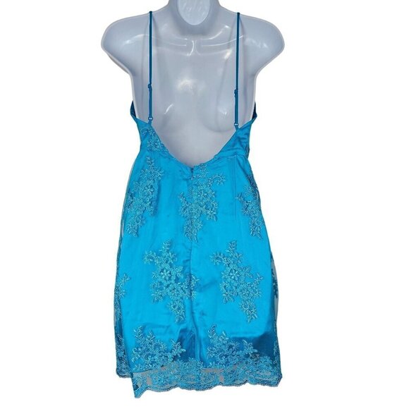 NBD Revolve Plunge V-Neck Lace Slip Cocktail Mini Dress Low Back Blue Small - Picture 4 of 12